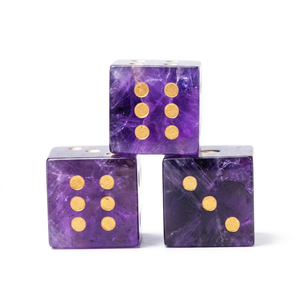Dés en améthyste naturelle D6, en pierre précieuse, gravés, personnalisés - Product Image 4