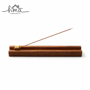 Quemador de Incienso de Madera con Soporte de Latón para Varillas, Bandeja Larga Recolectora de Cenizas, Decorativo Minimalista para el Hogar - Product Image 1