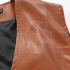 Chaleco de Cuero para Hombre con Cuello en V, Diseño Personalizado, Color Sólido, Chaleco de Cuero para Hombre en Cantidad al por Mayor - Product Image 5