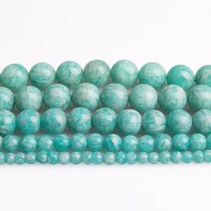 Piedras Preciosas de Amazonita Azul Natural Rara, Perlas Sueltas Redondas y Lisas con Juego de Color para la Elaboración de Joyas, Pulseras, Collares y Accesorios DIY - Product Image 2