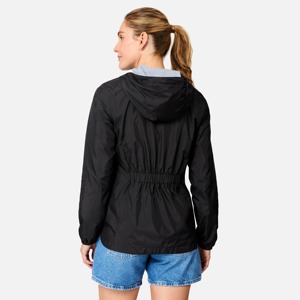 Veste coupe-vent noire à capuche pour femme, manches longues, fermeture éclair, polyester tissé, pour le printemps - Product Image 5