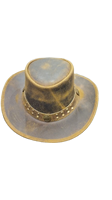 Cappello da Cowboy Australiano HS Brown in Vera Pelle, Stile Vintage Western Bush per Uomini e Donne