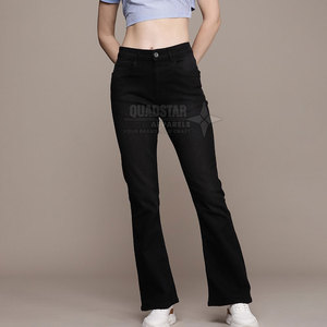 High Quality Spring Street Wear Wide Leg Black <b>Jeans</b> Pants Solid Color 100% Cotton Breathable Eco-Friendly Top Selling <b>Women's</b> - Product Image 4