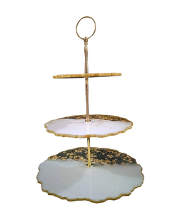 Support à gâteau rond réutilisable en résine époxy de haute qualité avec poignée en laiton, logo et emballage personnalisés pour mariage et décoration intérieure - Product Image 5