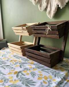 Modern Eco-Friendly Wooden <b>Storage</b> <b>Basket</b> <b>with</b> Strong Handles Organizer for <b>Shelves</b> Cabinets and Countertops - Product Image 4