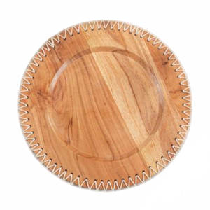 Plato de Postre de Madera Natural con Diseño Floral, Redondo y Pulido, Vajilla para Bodas, Plato Sólido con Patrón, Plato Base para Mesa - Product Image 5