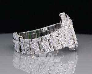 Reloj analógico de edición limitada resistente al agua de acero inoxidable VVS Clarity Moissanite Diamond Studded Iced Glass para negocios de moda - Product Image 4