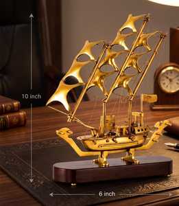 Escultura Decorativa de Barco, Decoración Marítima para Cumpleaños, Arte Elegante Hecho a Mano en Acero Inoxidable, Rectangular Horizontal para Mesa de Comedor - Product Image 1
