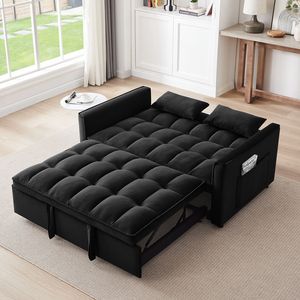 Divano Letto Moderno in Velluto da 55 Pollici, Convertibile 3-in-1 con Schienale Regolabile e Borsa Portaoggetti per Casa o Ufficio - Product Image 5