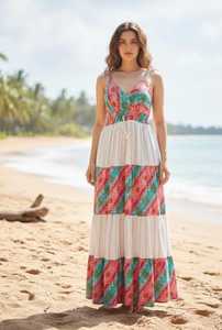 เดรสยาวพิมพ์ลายดอกไม้สไตล์เรโทรคุณภาพดีขายส่ง คอวี ไซส์ใหญ่ ชุดลำลอง ชุดราตรี สไตล์โบฮีเมียน สำหรับผู้หญิง - Product Image 3