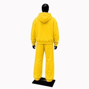 <b>Yellow</b> Tracksuit Set Mens Premium Full Zip <b>Hoodie</b> And Jogger Pants Two Piece Outfit Casual Streetwear Athletic Sportswear - Product Image 2