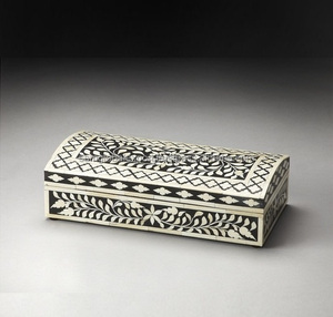 Boîte à bijoux décorative personnalisée en incrustation de résine osseuse avec logo Boîte à bijoux personnalisée en incrustation d'os de luxe indienne faite à la main - Product Image 5