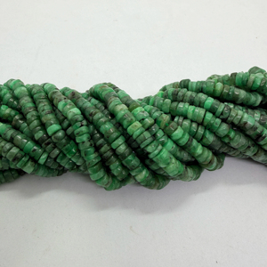 ลูกปัดพลอย AA Emerald Heishi รูปทรงยางรถยนต์ ขนาด 5-6 มม. ความยาว 16 นิ้ว ผู้ผลิต ผู้จัดจำหน่าย ขายส่ง ลูกปัด Heishi สำหรับทำเครื่องประดับ - Product Image 1