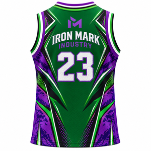 เสื้อบาสเก็ตบอลยูนิเซ็กซ์ ยี่ห้อ Iron Mark Industry คอวี แขนกุด พิมพ์ลายแบบ Sublimated 23 ระบายเหงื่อได้ดี ผ้าตาข่าย 100% ระบายอากาศได้ดี สำหรับผู้ใหญ่ - Product Image 2