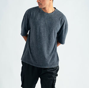 Camiseta Extra Grande para Hombre de Primera Calidad, Lavada al Ácido, con Efecto Desgastado, 100% Algodón, Hombros Caídos, Manga Corta, Cuello Redondo, 240 Gramos - Product Image 3