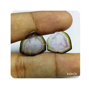 Prix d'usine en gros Tourmaline Pastèque Naturelle Pierre précieuse en vrac Pierres multicolores bicolores pour la fabrication de bijoux Fourniture en gros - Product Image 1