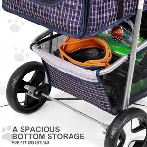 Poussette pour animaux de compagnie pliable à trois roues TH-PPS-460 avec roues à dégagement rapide Panneaux en maille respirante et sangle de sécurité - Product Image 2