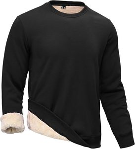 Pull-over chaud en molleton pelucheux rouge bordeaux pour homme, doublé sherpa, col rond, épais, 100 % coton, vente en gros - Product Image 2