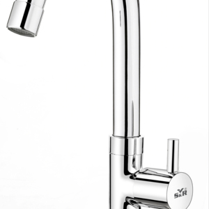 Durable Brass Swan Neck Pillar Cock Deck Mounted Kitchen <b>Tap</b> Tall Swivel Spout Basin Faucet for Modern Plumbing - Product Image 1