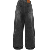 Jean taille haute à jambe large pour homme, coupe droite, décontracté, extensible, délavé, style Y2K, baggy, boyfriend, en denim brodé avec boutons