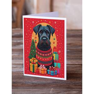 Whimsical A7 tamaño 5x7 Schnauzer gigante vacaciones Navidad tarjetas de felicitación paquete 8 tarjetas de nota en blanco con sobres - Product Image 2