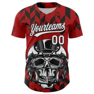 เสื้อฟุตบอลอเมริกันพิมพ์ลายหัวกะโหลกเต็มตัว คอวี แขนสั้น สำหรับผู้ชาย ผ้าโพลีเอสเตอร์ระบายอากาศ ชุดทีมพิมพ์ลายดิจิทัล - Product Image 1