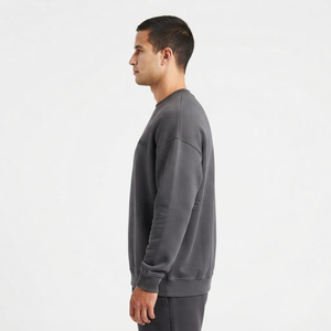 Sweat-shirt personnalisé pour homme, col rond, en molleton de coton, coupe ample, décontracté, couleur anthracite unie - Product Image 4