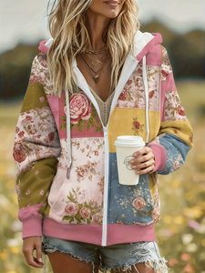 Sudadera con capucha para mujer, profesional, nueva, con estampado étnico occidental, estilo casual retro, diseño de última moda. - Product Image 3
