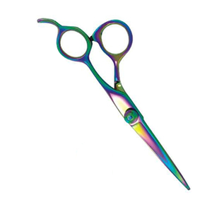 Ciseaux de coiffure professionnels multicolores avec poignée ergonomique – Ciseaux de barbier irisés de qualité supérieure fabriqués au Pakistan - Product Image 4