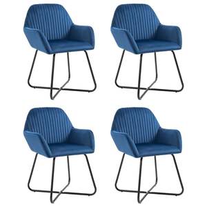 Ensemble de 4 chaises de salle à manger en velours bleu et acier thermolaqué - Product Image 1