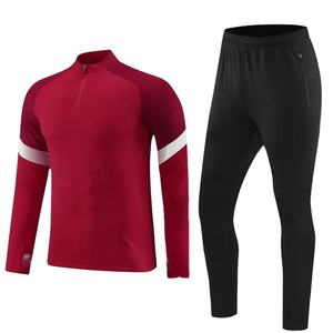 Ropa deportiva de otoño para niños, chándal de entrenamiento de fútbol para hombres con chaqueta de manga larga con cremallera, pantalones en blanco, tela polar amigable con el invierno - Product Image 1