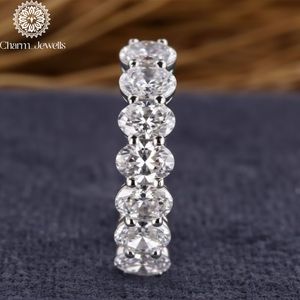 Charm_Jewells Moissanite <b>Eternity</b> Band <b>Ring</b> Round Brilliant Cut Pave Setting 925 <b>Silver</b> Women's Classic Engagement <b>Ring</b> - Product Image 5