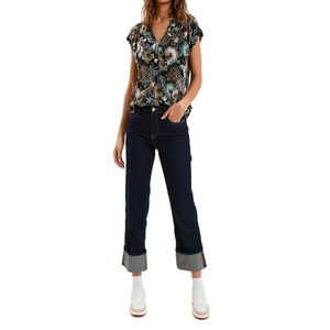 Blusa de Crepé Negra de Manga Corta para Mujer, Ligera, Transpirable, Elegante, Informal, para Oficina, Top de Moda de Verano - Product Image 6