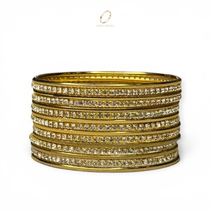 18K Gold Plated Hot Selling <b>Crystal</b> Bangles Set for Women Premium Indian Wedding Fashion Jewelry Wholesale Price - Product Image 2