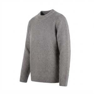 Grey <b>Mohair</b> Blend Fuzzy Knit Crew Neck <b>Sweater</b> Long Sleeve Winter Pullover Custom Apparel OEM ODM Manufacturer Supplier - Product Image 2
