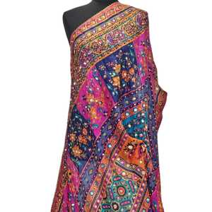 Mirror Work <b>Shawls</b> Traditional Scarves <b>Shawls</b> & Hijab Elegant Embroidered Fashion <b>Wrap</b> for Women <b>Wedding</b> Party Wear - Product Image 1