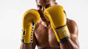 Gants de boxe en cuir jaune véritable Dumela, design à lacets avec accents noirs - Product Image 3