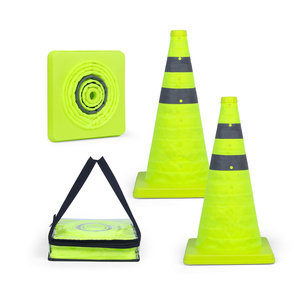 CITICITY 18 Inch Collapsible Traffic Safety Cones Green Pop-up Cones with Reflective Collar for Road Safety and Driving Training - Product Image 1