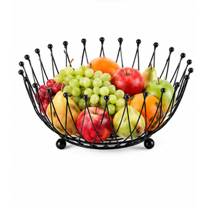 Corbeille à fruits moderne en fil métallique noir pour comptoir de cuisine, bol décoratif en fil métallique et support de rangement pour légumes - Product Image 1