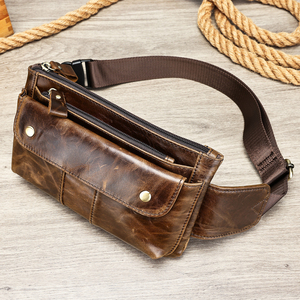 Bolso de pecho vintage de cuero genuino con cierre de hebilla para hombre, uso diario, para todas las estaciones, bolso de hombro duradero - Product Image 6