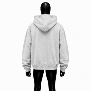 Sweat à capuche zippé oversize argenté pour homme, style streetwear, imprimé graphique Wanted, épaules tombantes, fermeture éclair intégrale, style décontracté - Product Image 2