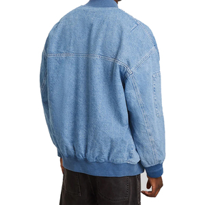 Blouson Bomber en Jean Vintage Décontracté pour Homme, Style Streetwear, Imprimé Léopard, Patchwork, Broderie, Détail Boutons, Côtelé - Product Image 1