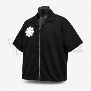 เสื้อเชิ้ตแขนสั้นสีดำสำหรับผู้ชายพร้อมงานปักลายดอกไม้สีขาวแบบลำลองคอปกพับได้สำหรับฤดูร้อน - Product Image 3
