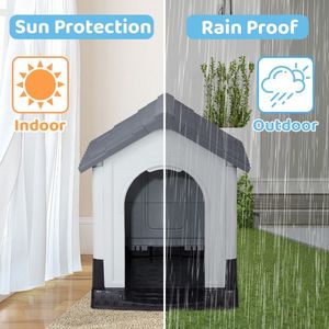 33-Inch Large Plastic Insulated Pet House with Elevated Floor Indoor Outdoor Doghouse with Air Vents & Water Resistant Features - Product Image 5