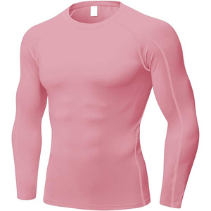T-shirt de compression à manches longues pour homme, séchage rapide, personnalisable, extensible, vêtements de sport pour l'entraînement et la course à pied - Product Image 1