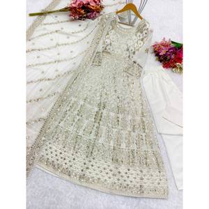Robe Anarkali XL de créateur avec ensembles de vêtements de fête pour femmes Peent et Dupatta - Product Image 4