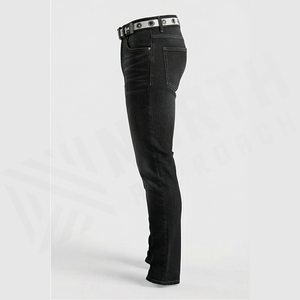 Jean en denim coupe droite délavé foncé pour homme, taille haute, coupe slim, en coton, style décontracté, pantalon d'automne - Product Image 3
