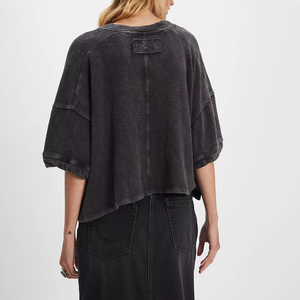 Blusa de Punto Personalizada para Mujer, Manga Dolman, Cuello Redondo, Botones, Manga Media, Color Sólido, Estilo Casual - Product Image 2