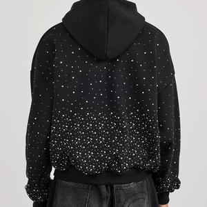 Sudaderas con Capucha Personalizables para Hombre, Estilo Urbano, 100% Algodón, con Brillantina y Pedrería, Ecológicas, de Alta Calidad, Color Sólido, Otoño, Varias Opciones - Product Image 4
