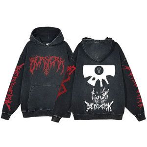 Sudaderas con capucha de algodón lavado, estilo moderno urbano, desgastado, para uso diario, con efecto acid wash. - Product Image 1